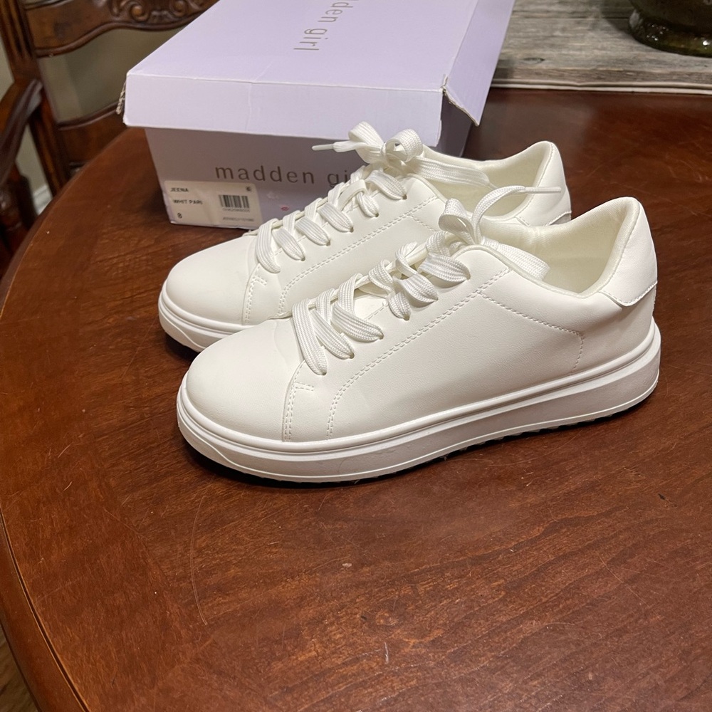 Madden Girl White Platform Sneakers